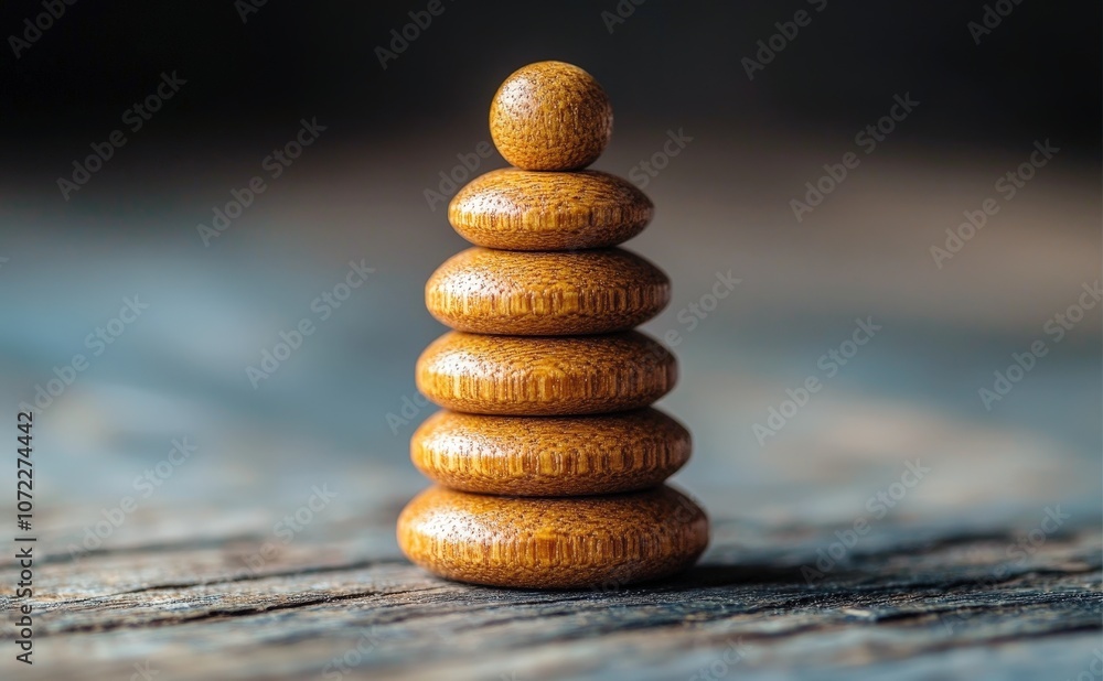 Aufkleber wooden stacking toy with smooth surface and natural finish on rustic wooden table creating an aesthe