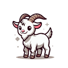 Naklejka premium Cute little cartoon goat character vector isolated illustration 