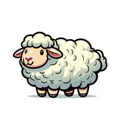 Obraz premium Cute little cartoon sheep character vector isolated illustration 
