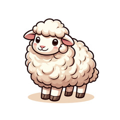Cute little cartoon sheep character vector isolated illustration	
