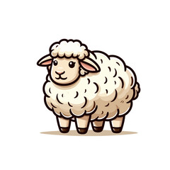 Obraz premium Cute little cartoon sheep character vector isolated illustration 