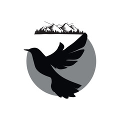 Silhouette bird. Bird vector white background