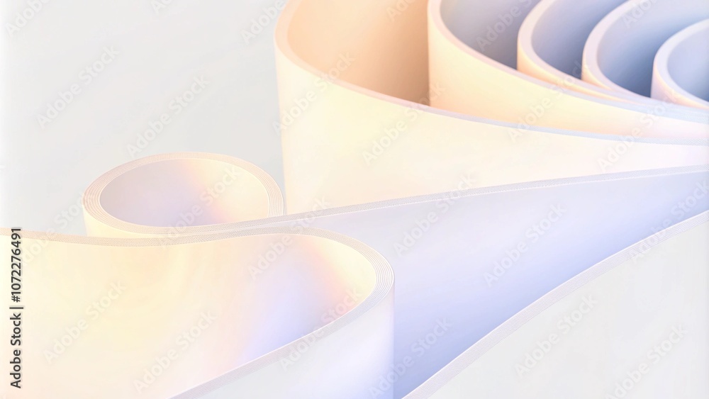 Aufkleber a curved, smooth surface with a gradient of pastel rainbow colors on a white background. flowing abs