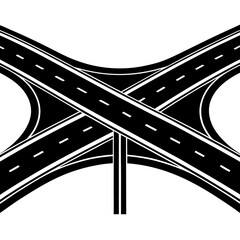Naklejka premium Road Interchange silhouette vector illustration 