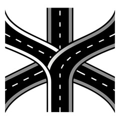 Naklejka premium Road Interchange silhouette vector illustration 