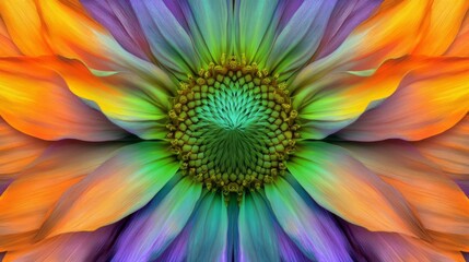 Close-up of a Multicolored Flower with a Green Center