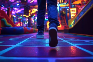 Fototapeta premium Vibrant Indoor Playground with Hopscotch Floor