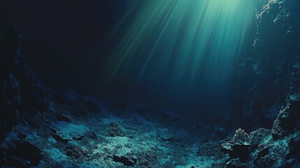 Obraz premium CO2 uptake in deep-sea ecosystems, illustrating deep-sea life, dark ocean layers capturing CO2, mysterious underwater visuals