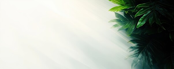 Obraz premium Lush Green Leaves in Soft Light on a Subtle Background Creating a Tranquil and Serene Nature Scene for Relaxation and Calmness