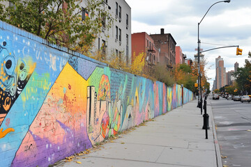 Colorful wall with graffiti on it