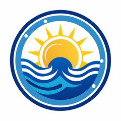 sun and sea logo vector illustration