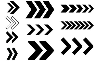 Arrow icon set Collection of different arrow signs. Black arrow icons. Cursor arrow direction symbols flat style.
