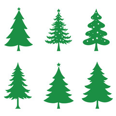 Obraz premium six different types of Christmas trees. All the trees are green in color and have a simple, minimalist design