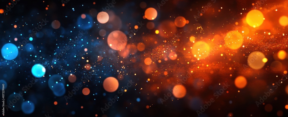 Poster abstract background with glowing particles and colorful waves