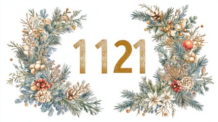 Playful Countdown Wreath with Numbers on a White Backdrop