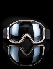 ski goggles, isolated on a dark black