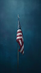 Vibrant american flag against dark blue background, highlighting stars and stripes with depth