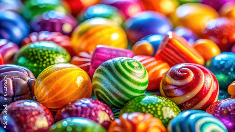 Poster A vibrant array of candy-coated spheres, each a dazzling burst of color, creates a mesmerizing visual feast, showcasing a delightful interplay of textures and patterns.