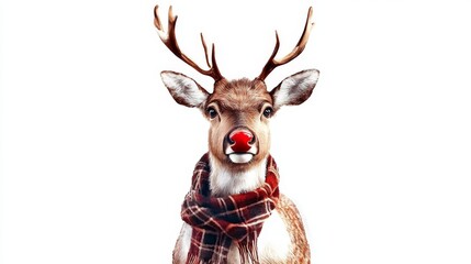 Charming Festive Deer with Red Nose and Scarf