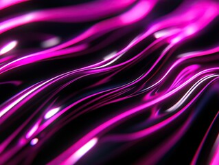 Obraz premium A vibrant, abstract close-up of flowing pink waves creating a fluid and dynamic texture against a dark background.