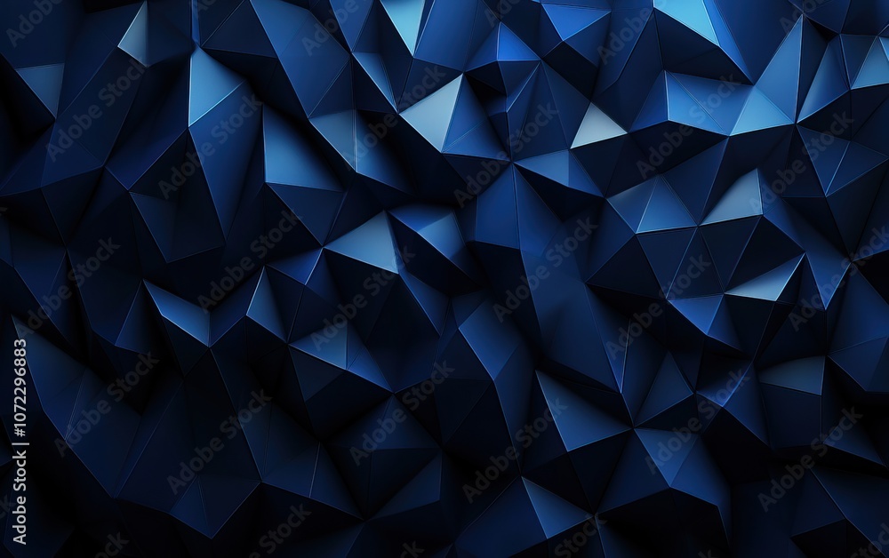 Poster a textured dark blue geometric pattern featuring sharp peaks and valleys, giving a 3d effect and a s