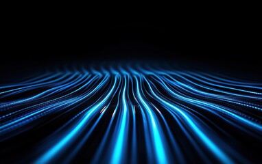 A vibrant display of blue light waves against a dark backdrop, creating a dynamic and futuristic visual effect.