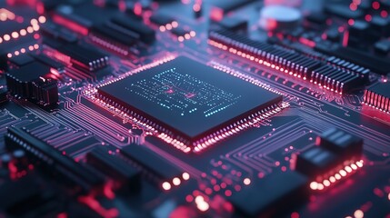 Obraz premium Digital Brain with AI Chip and Circuit Technology. High Resolution