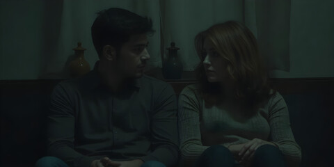 Obraz premium Emotional Conversation in Shadows