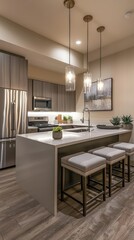 Stylish Cozy Apartment Kitchen with Island