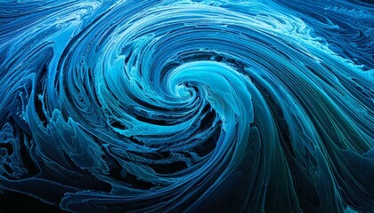 Dark Blue and Turquoise Abstract Fluid Art with Water Ripples
