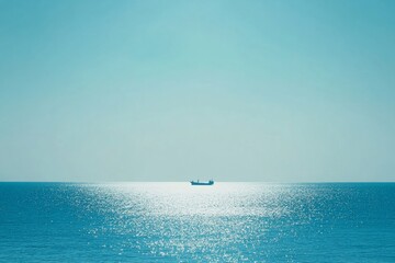 Fototapeta premium Ship at Sea under Bright Daylight