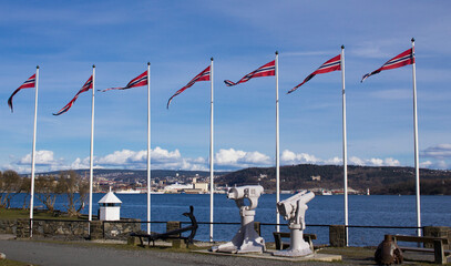 flags on the beach, Norway, Oslo
