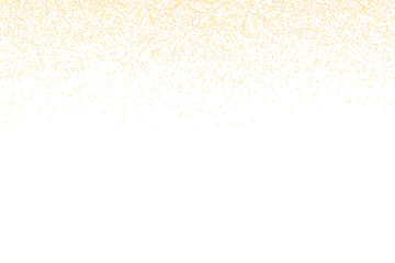 Isolated golden grains and scattered glitter confetti create a festive sparkle with gold polka dots, circles, and round shapes, adding a vibrant touch to party invitations