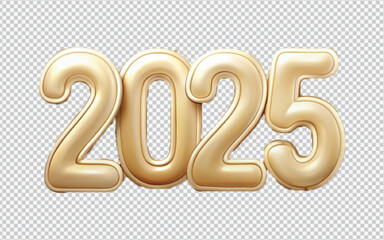 Different colourful helium balloons. Happy new year 2025 png design 