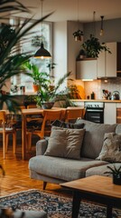 Cozy Apartment with Open Concept Layout and Plants