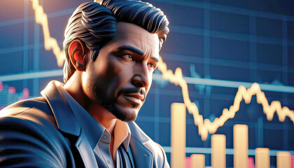 Business professional analyzing market trends with technology insights for strategic decision making