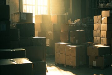 Bright Packing Station with Boxes in Soft Light