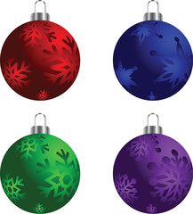 A Collection of Christmas Balls Which Has Different Four Snowflakes Design