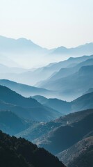 Serene Minimalistic Mountain Range in Gradients of Blue
