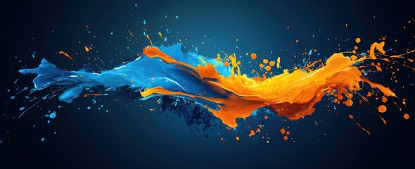 Colorful Brush Strokes with Blue and Orange Splashes