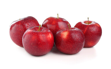Fresh ripe red apples isolated on white
