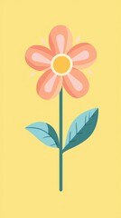 Minimalist Flower Design on Yellow Background