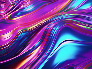 Fluid Neon Leak Backdrop: Ultraviolet Viscous Substance with Iridescent Metallic Texture