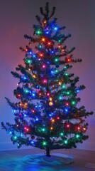 Colorful Twinkling Christmas Tree with Bright Lights