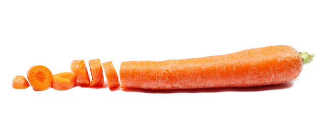 Carrot slice isolated on white, side view