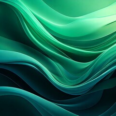 Obraz premium Forest Green and Turquoise Fluid Gradient Art, Calm and Serene Flow 