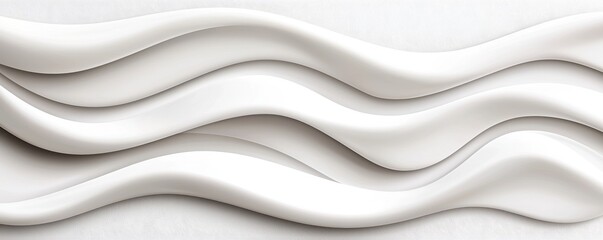 Obraz premium Elegant Abstract Wave Patterns in Smooth White Texture for Modern Design, Interior Decoration, and Contemporary Background Use in Creative Projects