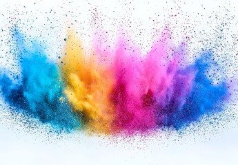 Obraz premium Colored powder explosion on white background. Freeze motion. , isolated on white background, , copy space for text,