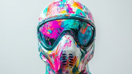 Naklejka premium Colorful Mask with Splashes on White Backdrop