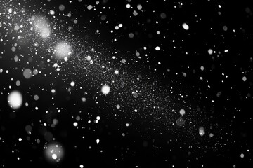 Snowflakes falling down on black background, heavy snow flakes isolated, Flying rain, overlay effect for composition , isolated on white background,  , copy space for text,